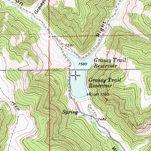 Topographic Map of Grassy Trail Reservoir, UT