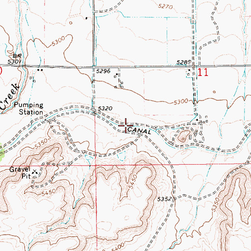 Topographic Map of Gray Mountain Canal, UT