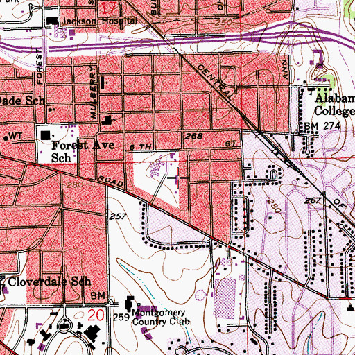 Topographic Map of Saint James Prep School, AL