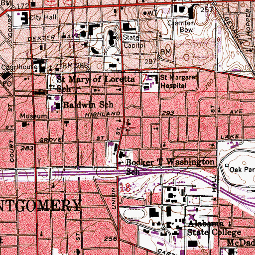 Topographic Map of Saint John the Baptist Catholic Church, AL