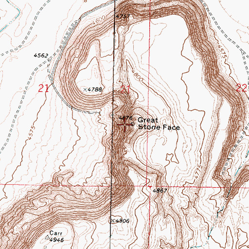 Topographic Map of Great Stone Face, UT