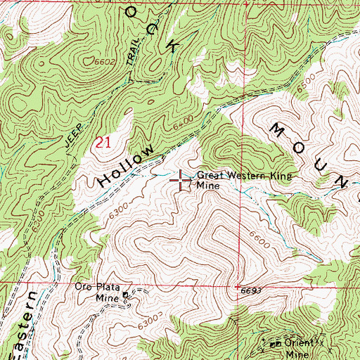 Topographic Map of Great Western King Mine, UT