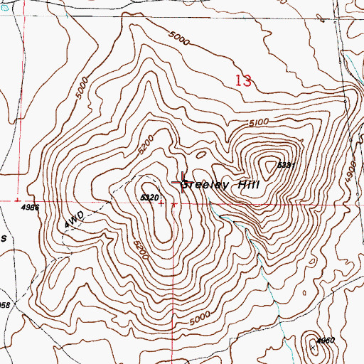 Topographic Map of Greeley Hill, UT