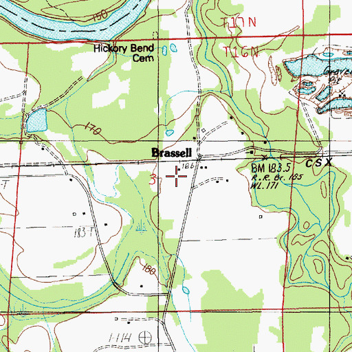 Topographic Map of Saint Johns Church, AL