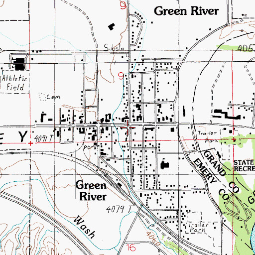 Topographic Map of Green River, UT