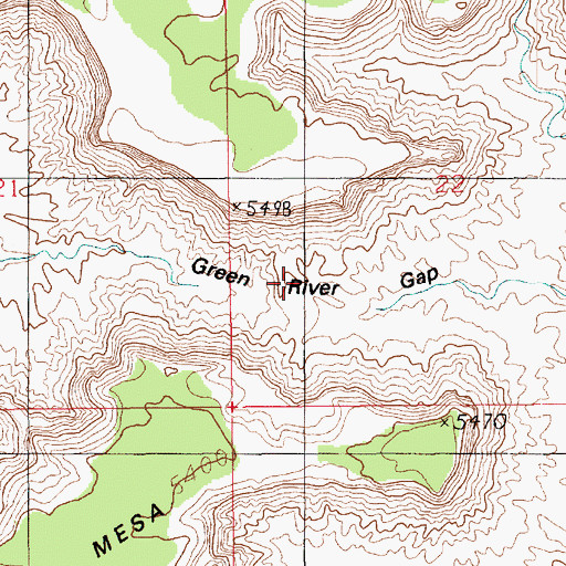 Topographic Map of Green River Gap, UT