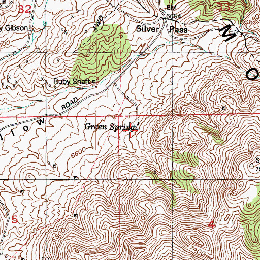 Topographic Map of Green Spring, UT