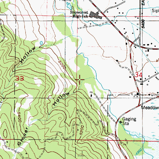 Topographic Map of Grover Hollow, UT