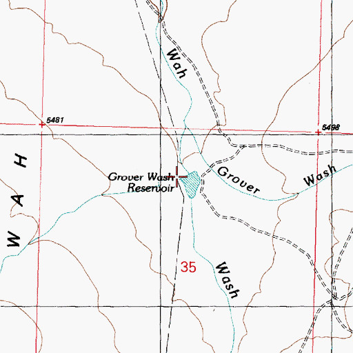 Topographic Map of Grover Wash Reservoir, UT