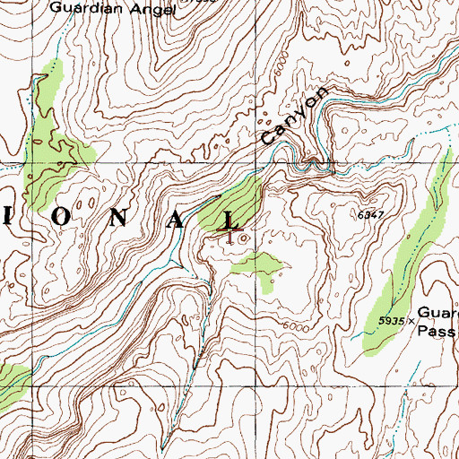 Topographic Map of Guardian Angel Pass, UT