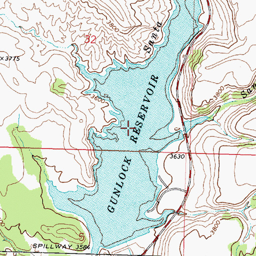 Topographic Map of Gunlock Reservoir, UT