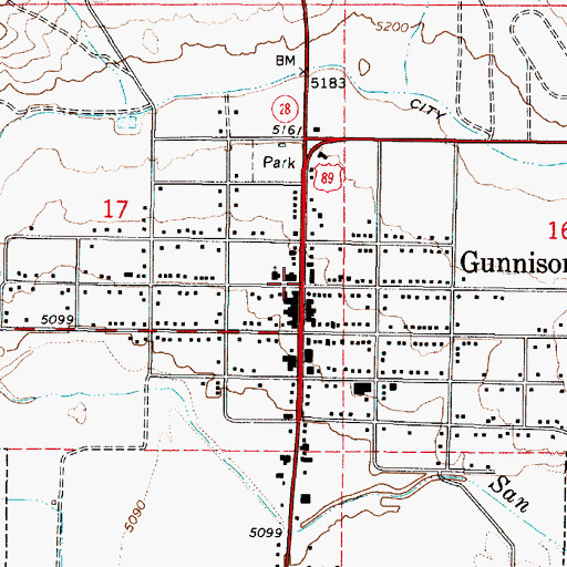 Topographic Map of Gunnison, UT