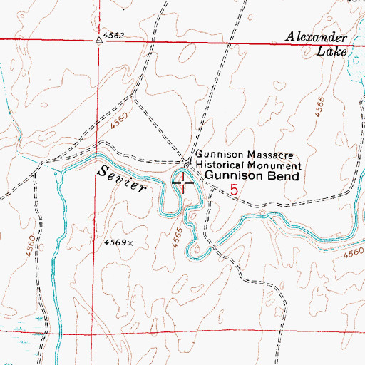 Topographic Map of Gunnison Bend, UT