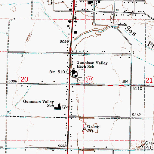 Topographic Map of Gunnison Valley High School, UT