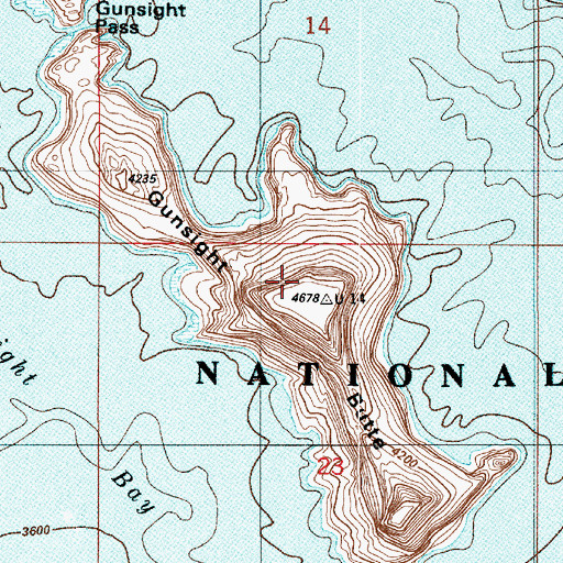 Topographic Map of Gunsight Butte, UT