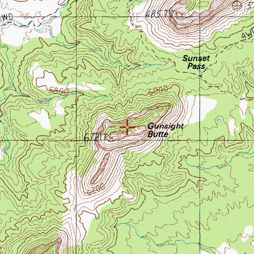 Topographic Map of Gunsight Butte, UT