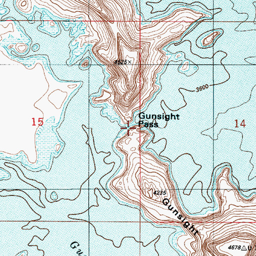Topographic Map of Gunsight Pass, UT