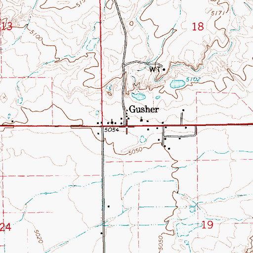Topographic Map of Gusher, UT