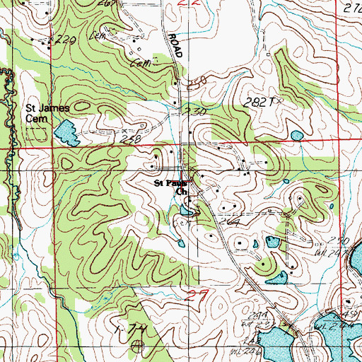 Topographic Map of Saint Pauls Church, AL