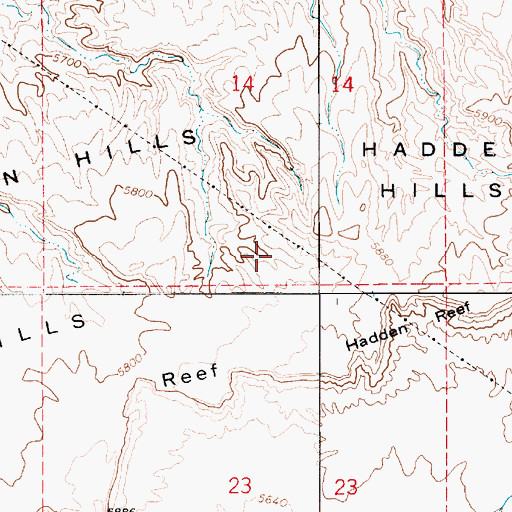 Topographic Map of Hadden Hills, UT