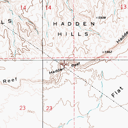 Topographic Map of Hadden Reef, UT