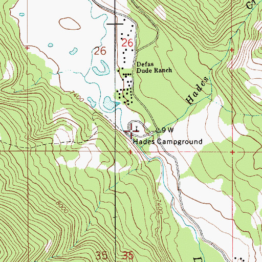 Topographic Map of Hades Campground, UT