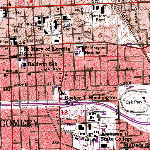 Topographic Map of Saint Pauls Methodist Episcopal Church (historical), AL