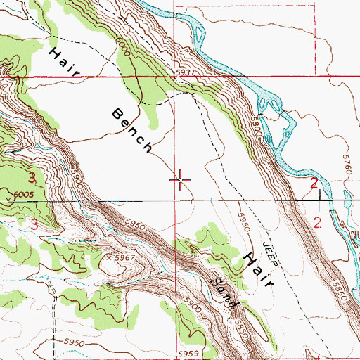Topographic Map of Hair Bench, UT