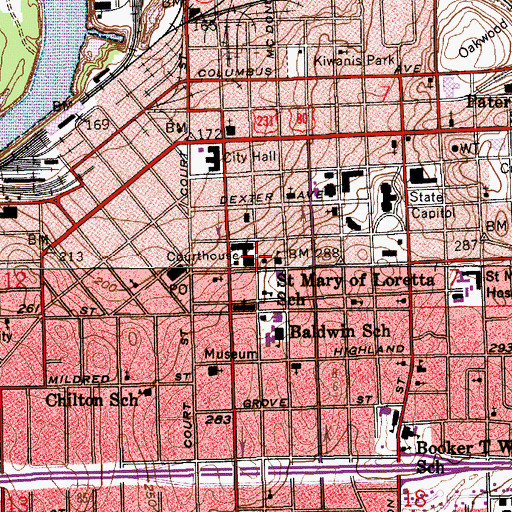 Topographic Map of Saint Peters Catholic Church, AL