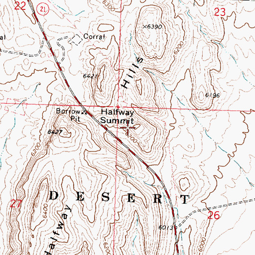 Topographic Map of Halfway Summit, UT