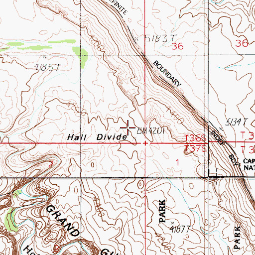 Topographic Map of Hall Divide, UT
