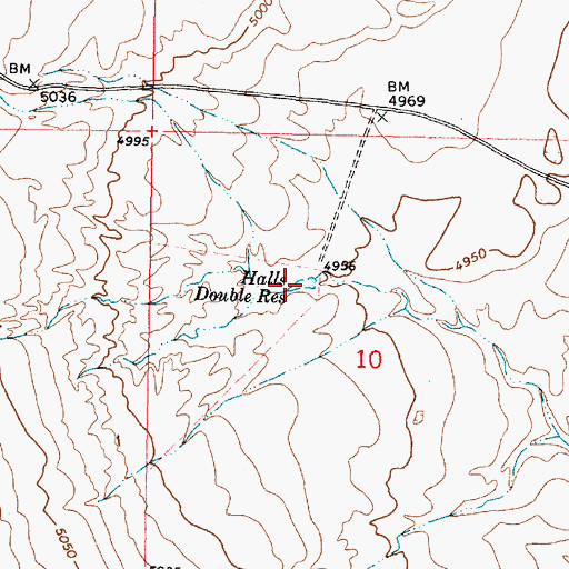 Topographic Map of Halls Double Reservoir, UT