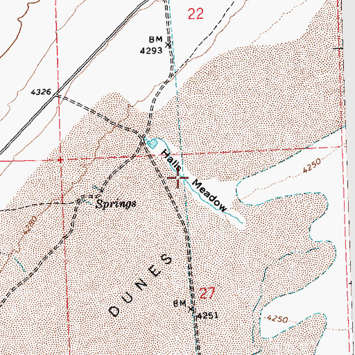 Topographic Map of Halls Meadow, UT