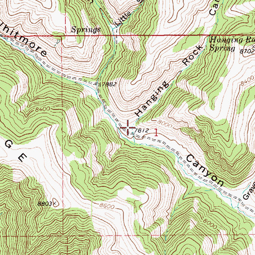 Topographic Map of Hanging Rock Canyon, UT