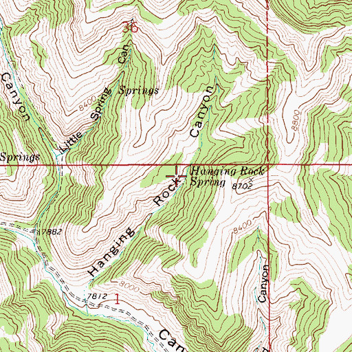 Topographic Map of Hanging Rock Spring, UT