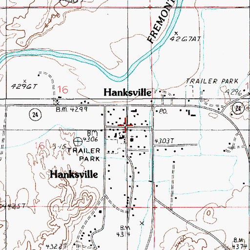Topographic Map of Hanksville, UT
