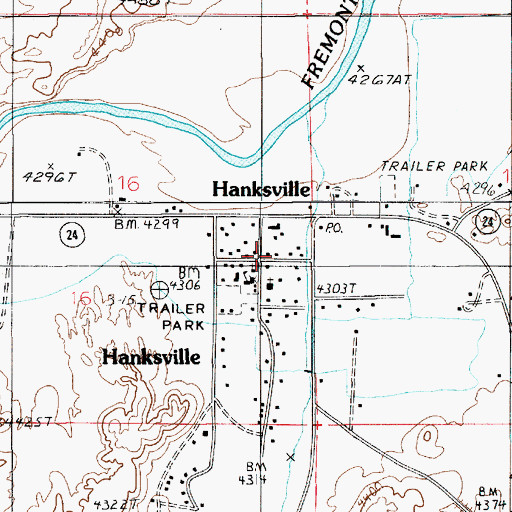 Topographic Map of Hanksville, UT