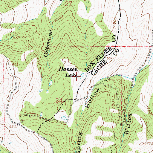 Topographic Map of Hansen Lake, UT