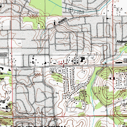 Topographic Map of Second Baptist Church, AL