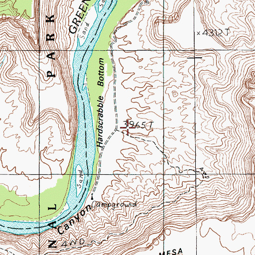 Topographic Map of Hardscrabble Bottom, UT