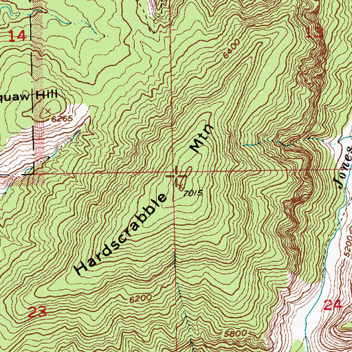 Topographic Map of Hardscrabble Mountain, UT