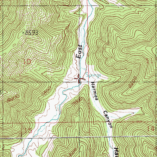 Topographic Map of Harmes Canyon, UT