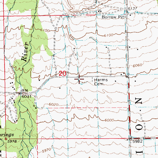 Topographic Map of Harms Cemetery, UT