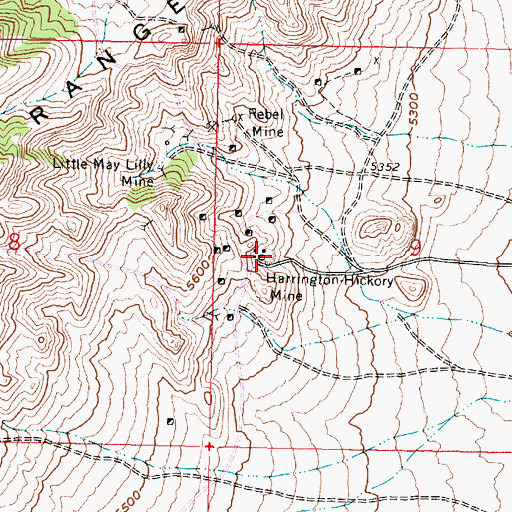 Topographic Map of Harrington-Hickory Mine, UT