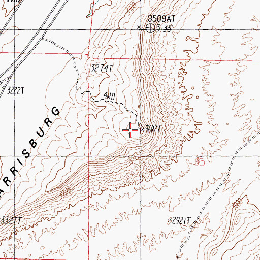 Topographic Map of Harrisburg Bench, UT