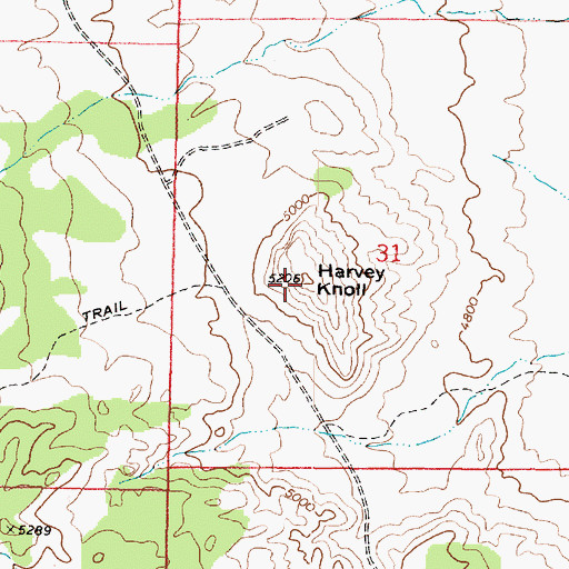 Topographic Map of Harvey Knoll, UT