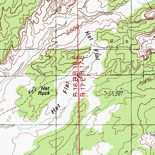 Topographic Map of Hat Flat, UT