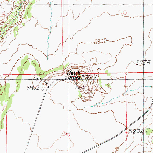 Topographic Map of Hatch Rock, UT