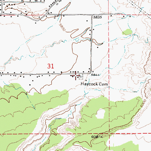 Topographic Map of Haycock Cemetery, UT