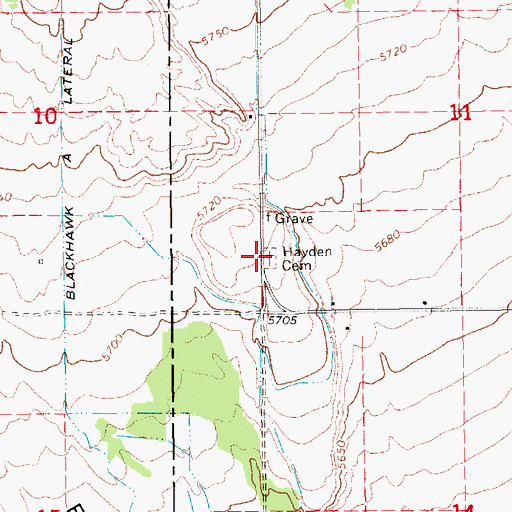 Topographic Map of Hayden Cemetery, UT